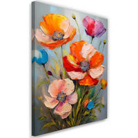 WANDBILD bunte gemalte mohnblumen naturblumen - Multicolor, Textil (40/60cm) - Feeby