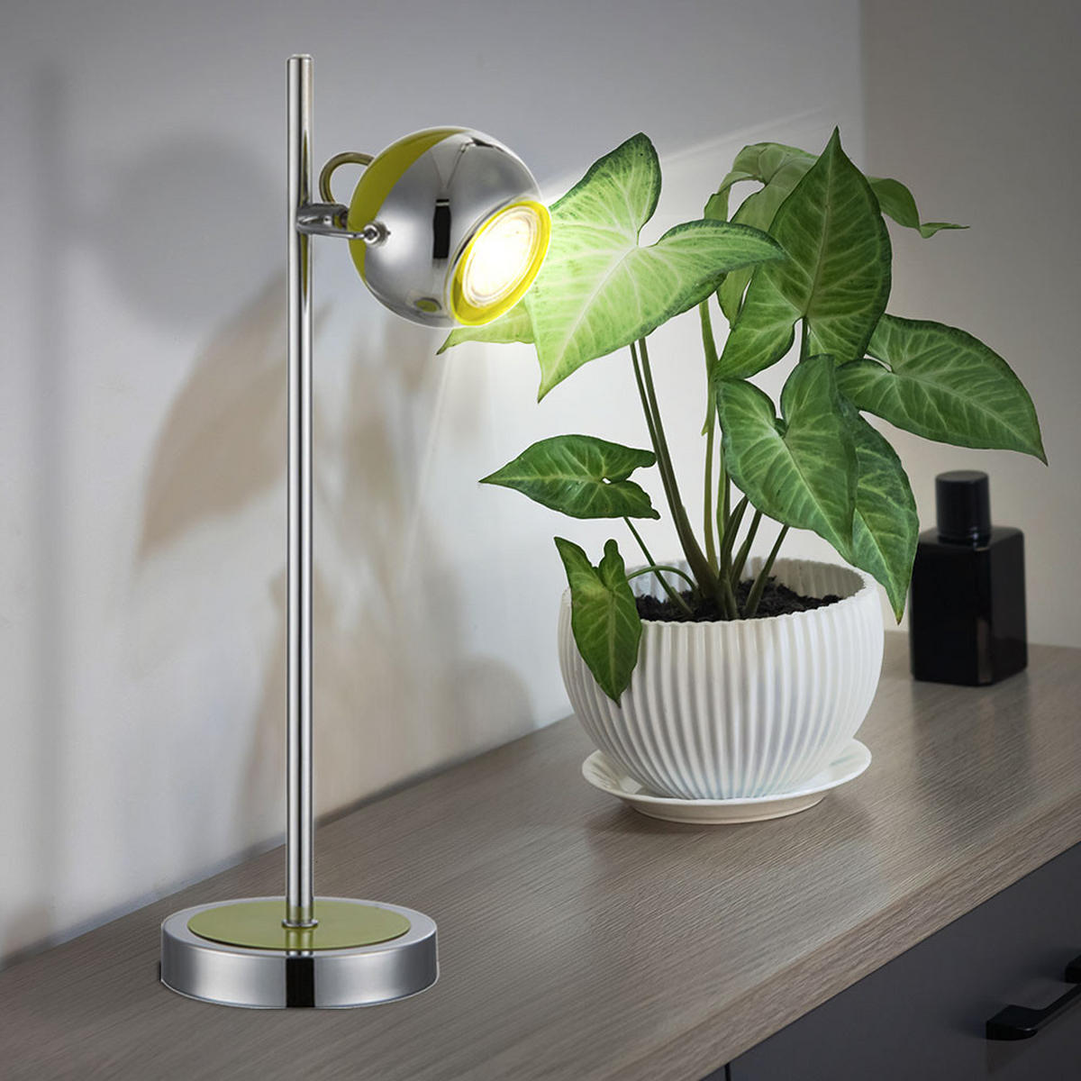 LED TISCHLEUCHTE Hulk Chrom Silber - Silberfarben, Metall (18.5/13/43cm) - Globo Lighting