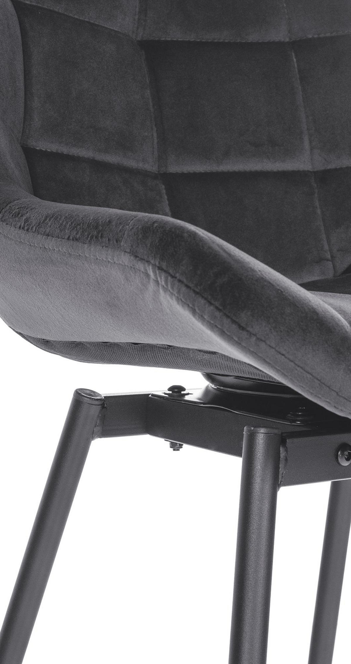 BARHOCKER Welton Schwenkbar Samt dunkelgrau - Anthrazit/Schwarz, Textil/Metall (49/105/56cm) - TPFLiving