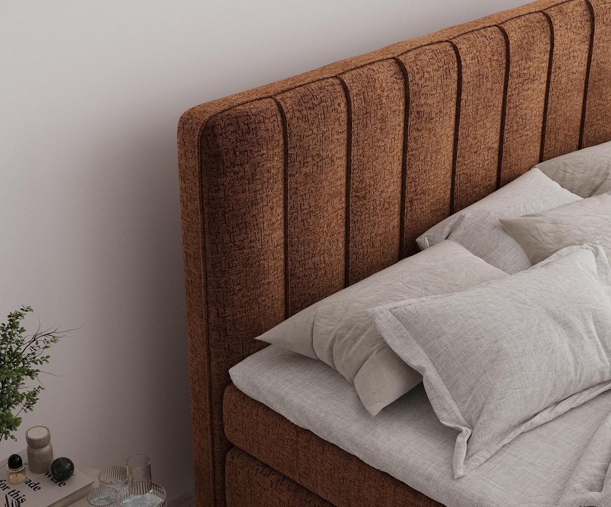 BOXSPRINGBETT Novara Kupferfarbe 200/200 cm - Schwarz/Kupferfarben, Holz/Holzwerkstoff (200/200cm) - Maison de Reve