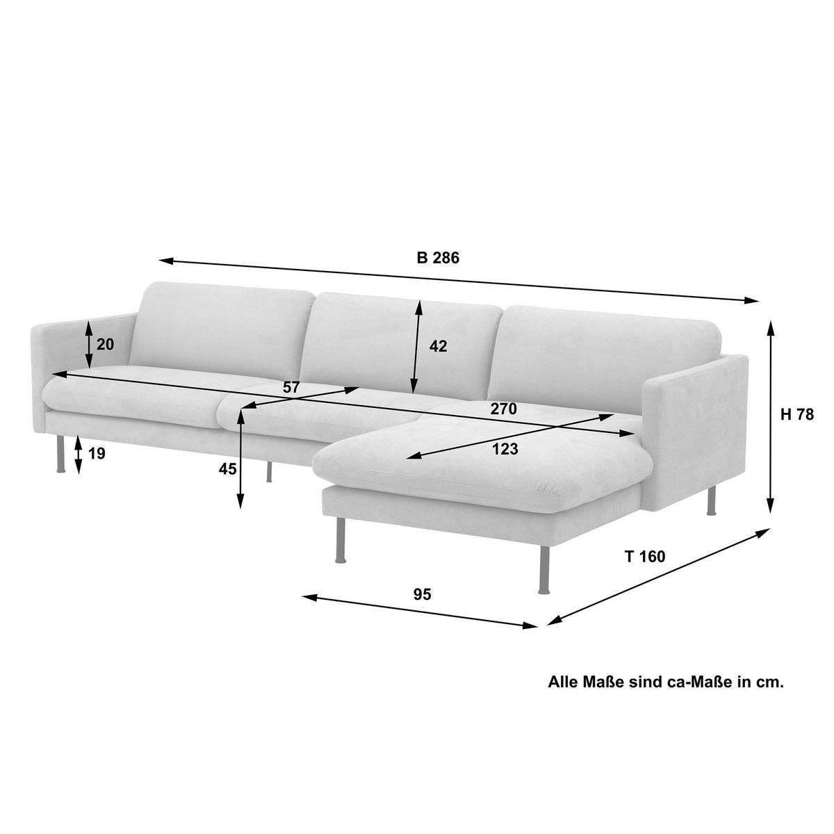 ECKSOFA mit Longchair rechts Katina Flachgewebe beige - Beige, Kunststoff (160/286cm) - 58aufmkessel