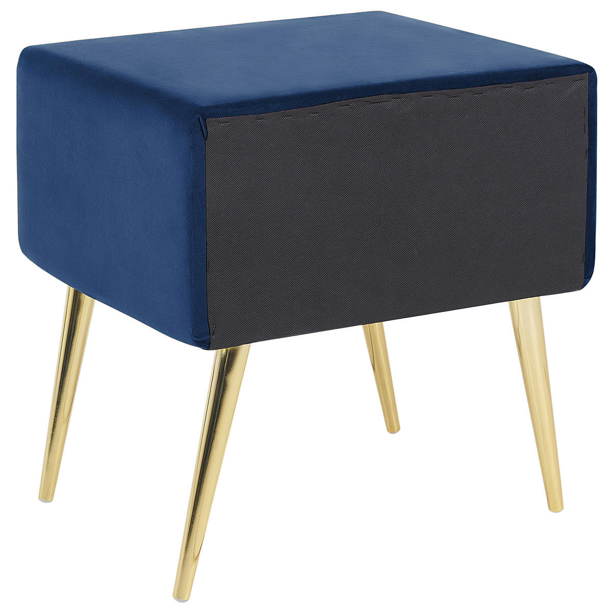 NACHTTISCH Samtstoff marineblau/gold 1 Schublade 38/46/49 cm Flayat - Blau/Goldfarben, Textil (46/49/38cm) - Beliani