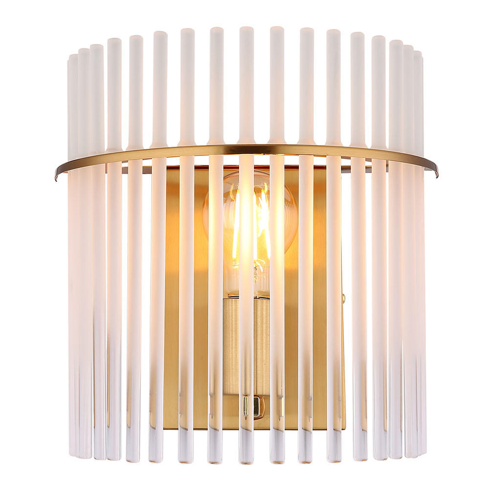 LED WANDLEUCHTE Glasstäbe Gold Klar Opal - Goldfarben, Glas (25/26/12.5cm) - Globo Lighting