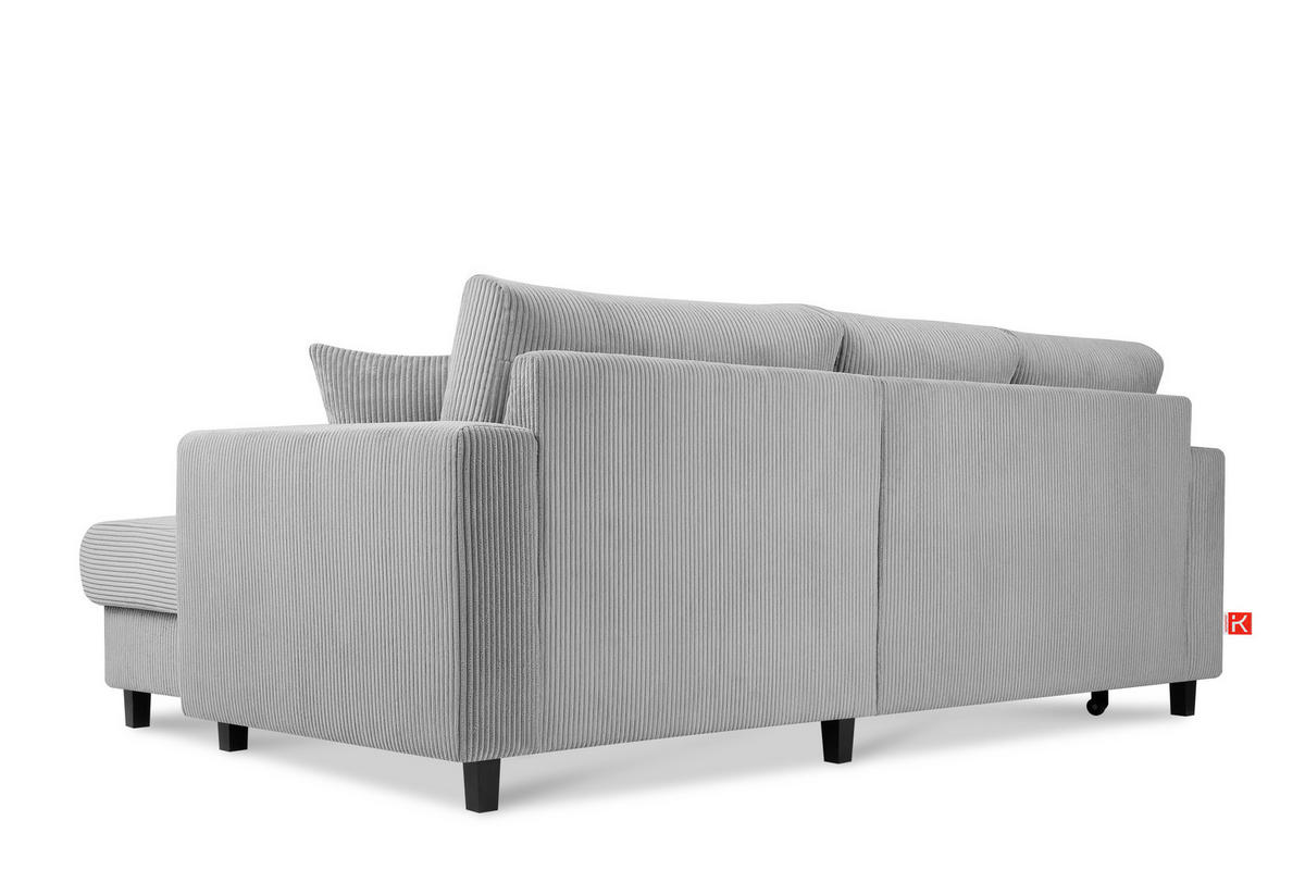 ECKSCHLAFSOFA EGRET Rechts mit Bettkasten, Cord-Stoff, hellgrau - Hellgrau, Textil (234/90cm) - KONSIMO®