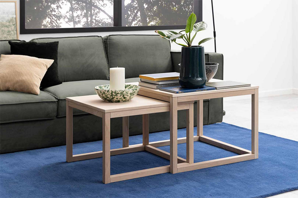 COUCHTISCH 2 stck in massiver Eiche und Eichenfurnier - Eiche Wotan, Holzwerkstoff (70/70/50cm) - ebuy24