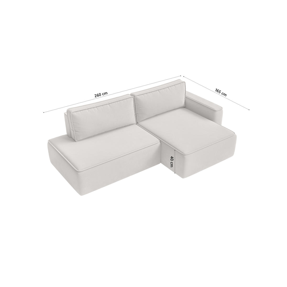 ECKSOFA Sarro mit Schlaffunktion, Weiß - Weiß, Textil (260/165cm) - Fedve