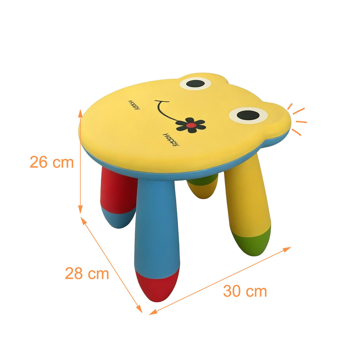 STOLIČKA Barevná dětská žába plastová výška sedu 26 cm - různobarevná, plast (28/26/30cm) - Relaxdays