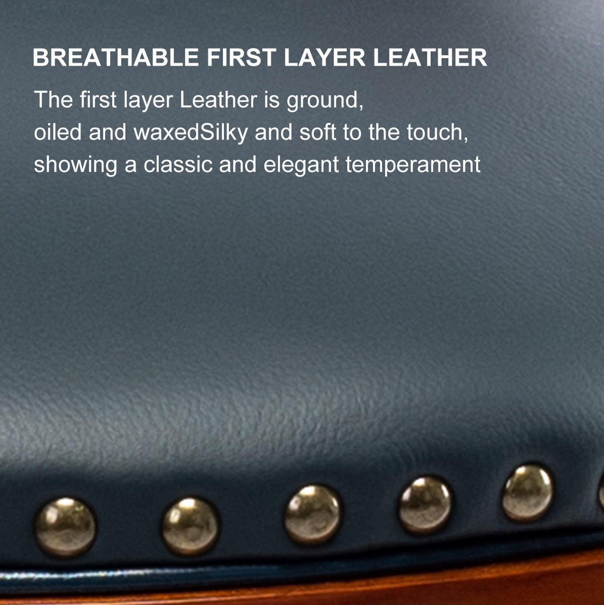 BARHOCKER 360° drehbar Sitzhöhe 66 cm Leder Holz Blau - Blau, Holz (54.8/96/54.8cm) - Meubliv