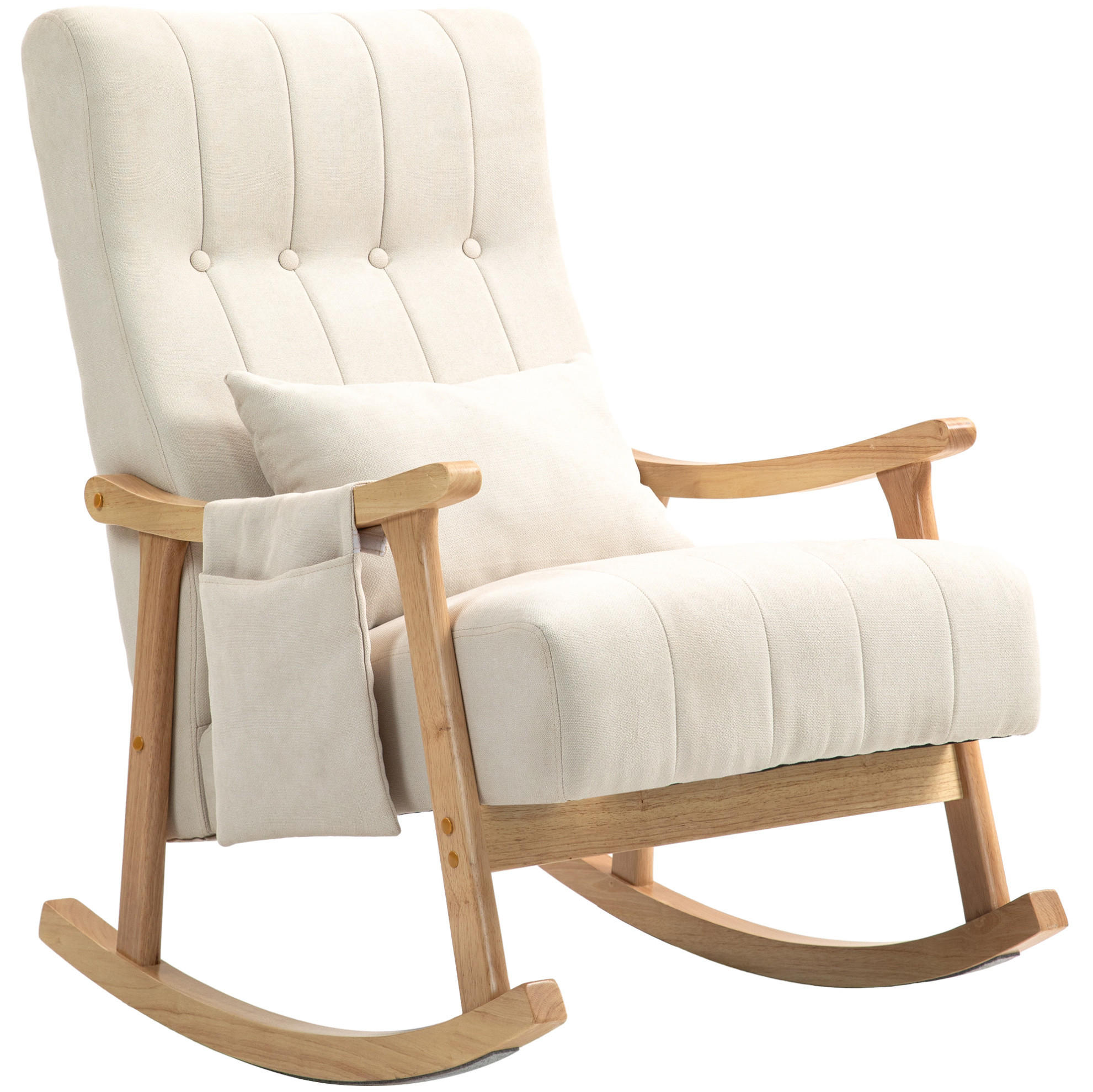 SCHAUKELSTUHL 65/90/98 cm Beige aus Polyester mit Nierenkissen - Beige, Textil (65/98/90cm) - OKWISH