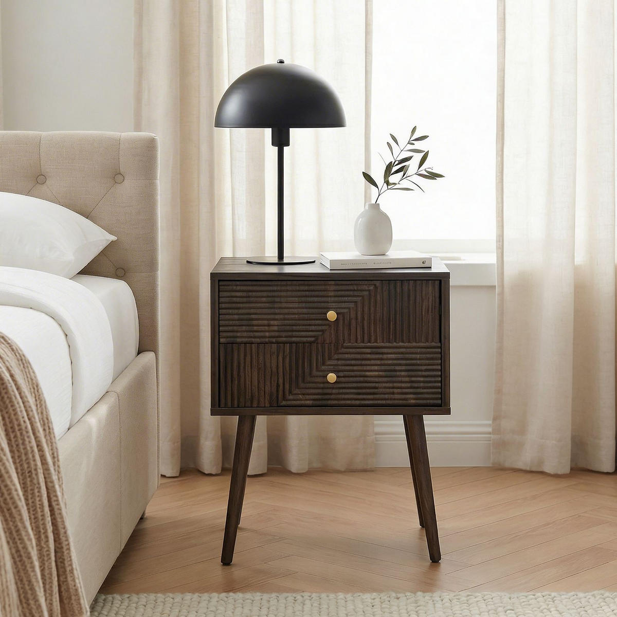 NACHTTISCH LIVIA dunkelbraun - Dunkelbraun, Holzwerkstoff (45/60/39cm) - IDIMEX