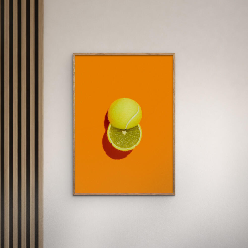 POSTER mit Rahmen Supermercat - Slice of lime - Eichefarben/Orange, Holz/Papier (50/70cm) - Poster&Frame