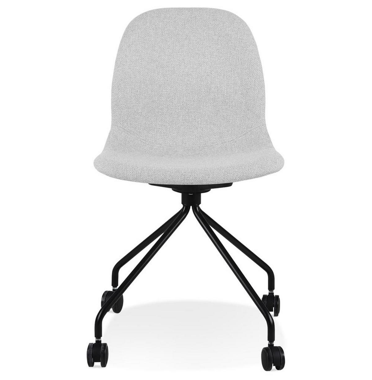 DREHSTUHL Stoff mit ergonomischer Form, Rollen und 360° Drehfunktion CERANO, Grau 46x49x86 cm - Schwarz/Grau, Textil/Metall (46/86/49cm) - KADIMA DESIGN