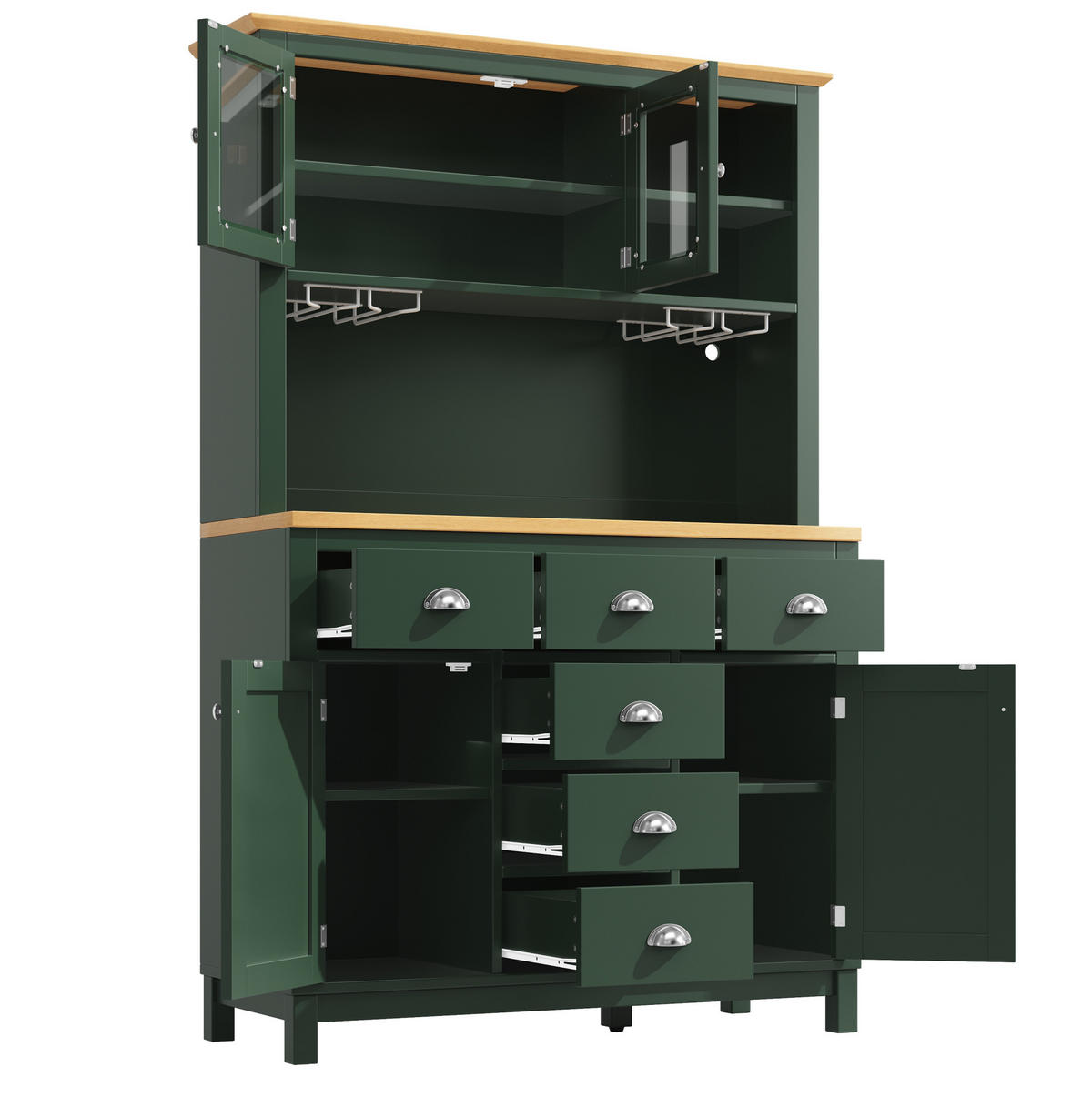 BUFFETSCHRANK aus MDF 104/40/180 cm mit LED-Lichtleiste, App-Steuerung und viel Stauraum, Grün - Grün, Holzwerkstoff (104/180/40cm) - Redom