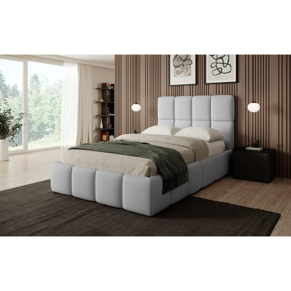 POLSTERBETT Nostro mit Bettkasten 140x200 cm hellgrau - Hellgrau/Schwarz, Textil (140/200cm) - Beautysofa