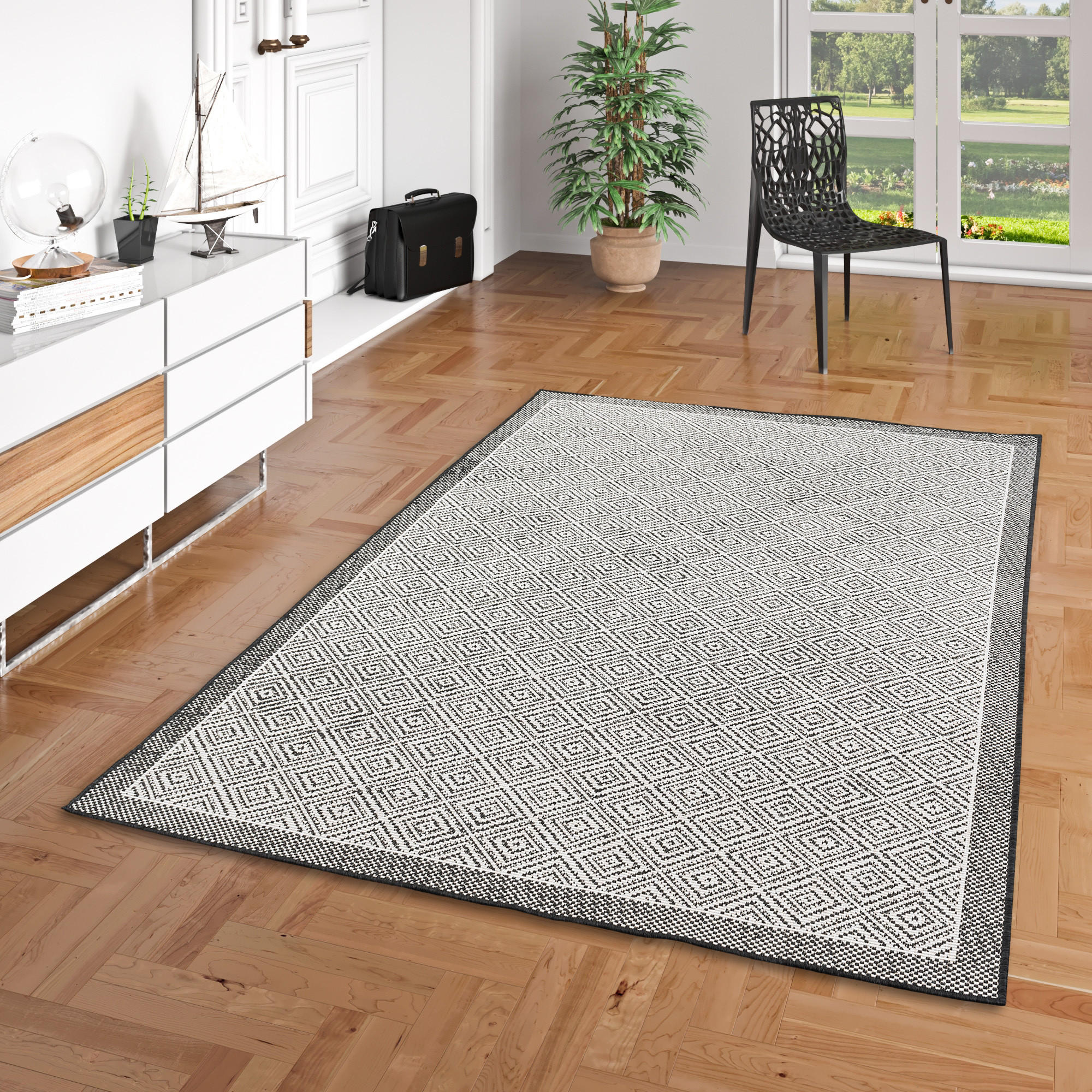 IN & OUTDOOR TEPPICH HAMPTON MELIERT - Schwarz, Textil (140/200cm) - Pergamon