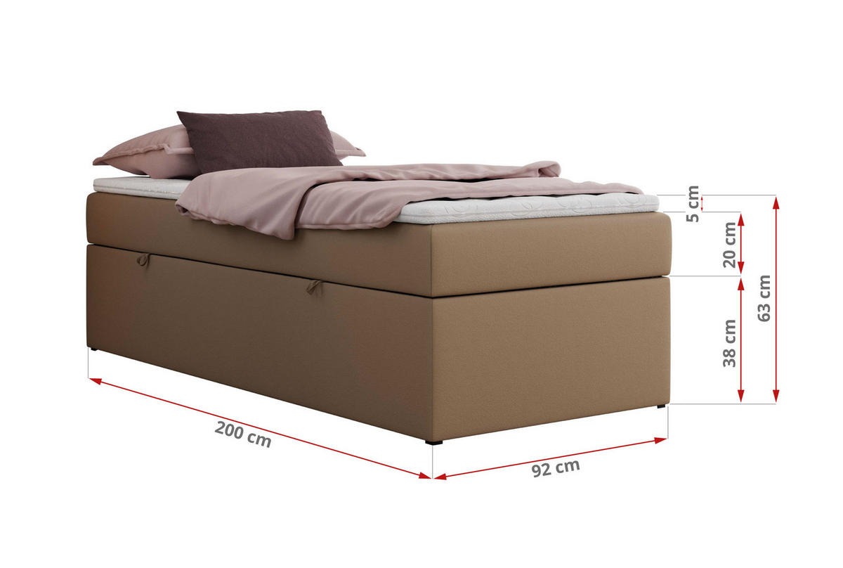 BOXBETT ZERO 90/200 - Braun Plüsch - H4 - Topper T25 - Braun, Textil (90/200cm) - MKS