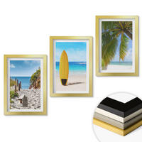 WANDBILDER 3er Set - 20x30 cm Goldrahmen - Urlaubsstrände, Wellen, Palmen - Goldfarben, Kunststoff (20/30cm) - ArtPrintCave