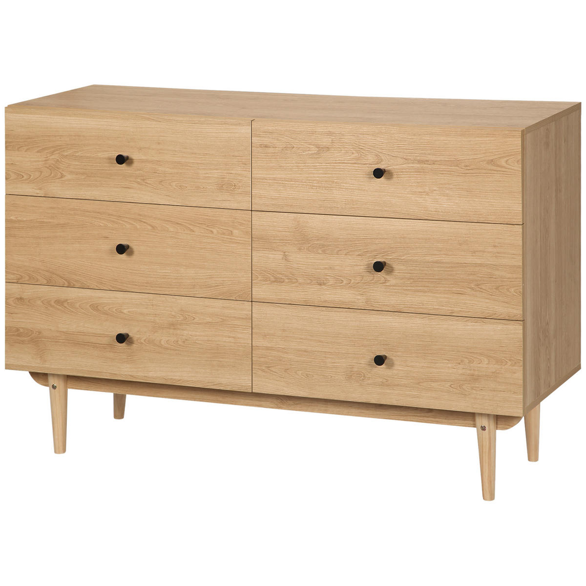 KOMMODE Holzfarben 120/40/80 cm mit 6 Schubladen - Braun, Holzwerkstoff (120/80/40cm) - PANGIVO