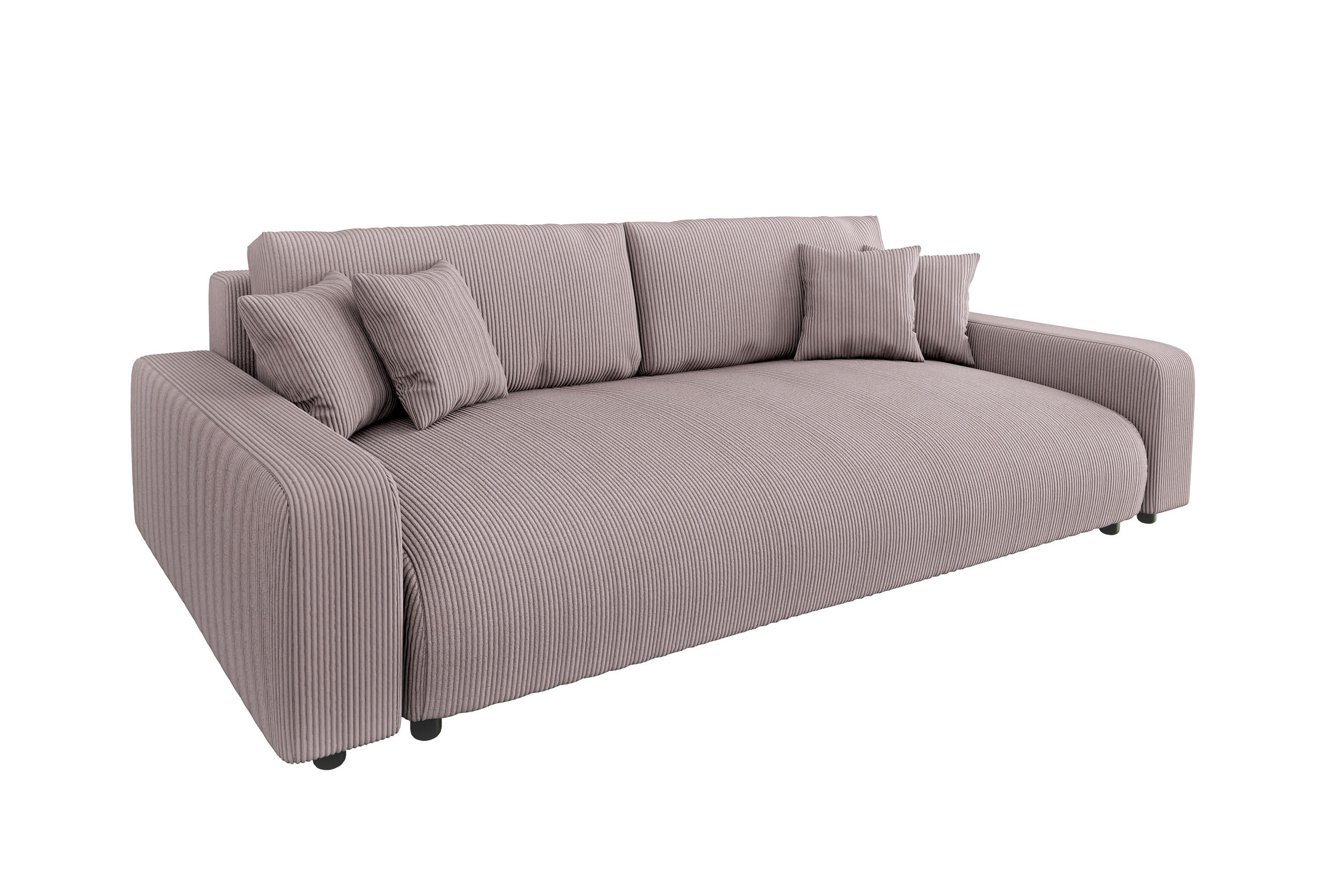 BIGSOFA Emma Puderrosa Cord - Pink/Schwarz, Holz/Kunststoff (234/78/122cm) - S-Style Möbel