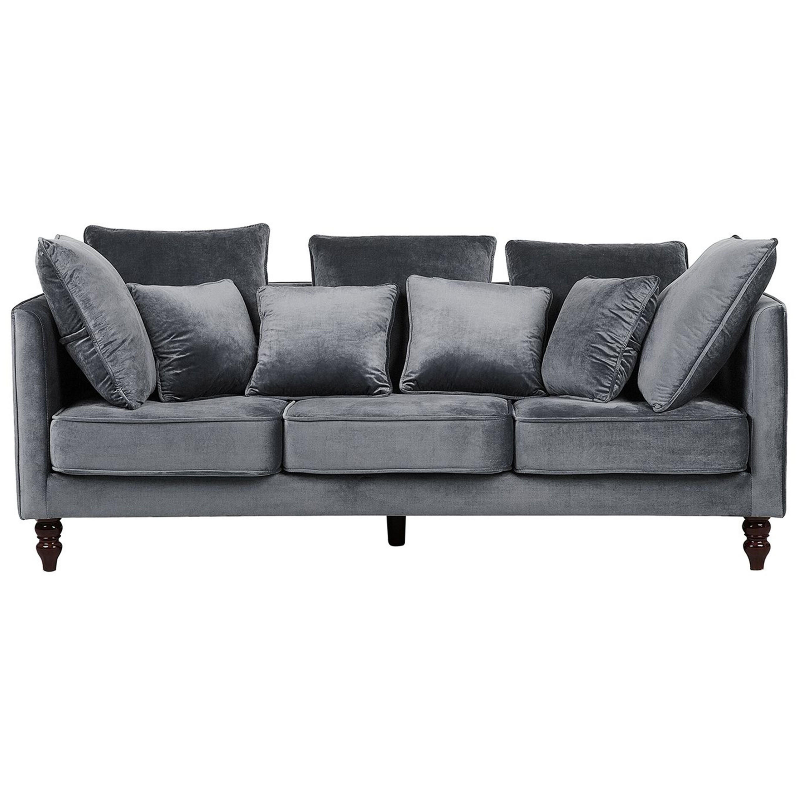 3-SITZER-SOFA Samtstoff Grau Fenstad - Grau, Textil (200/97/95cm) - Beliani