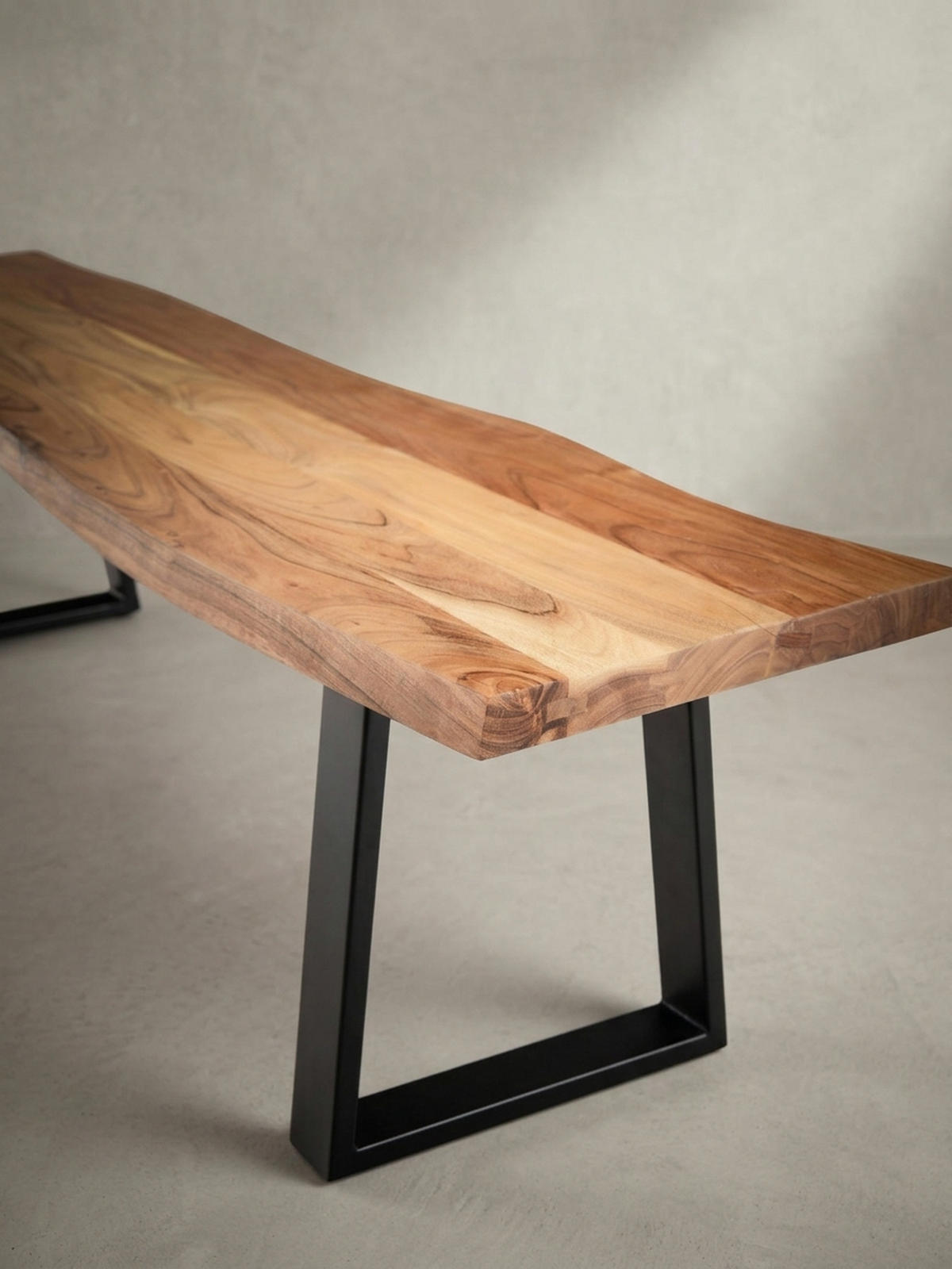 ESSZIMMERBANK Massivholz Metall Baumkante ohne Lehne, Akazie 160x40x46 cm - Schwarz/Braun, Holz/Metall (160/46/40cm) - KADIMA DESIGN