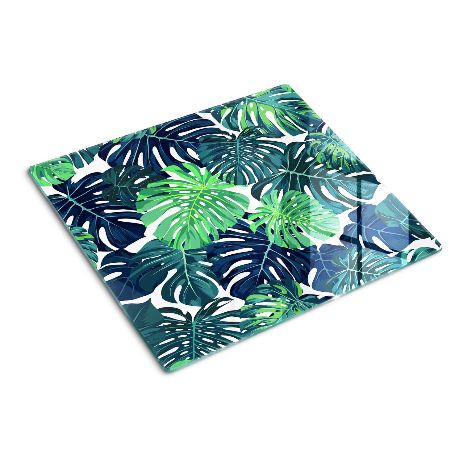 GLASPLATTE 60x52 cm Tropische Blätter - Grün, Glas (60/0.4/52cm) - TULUP