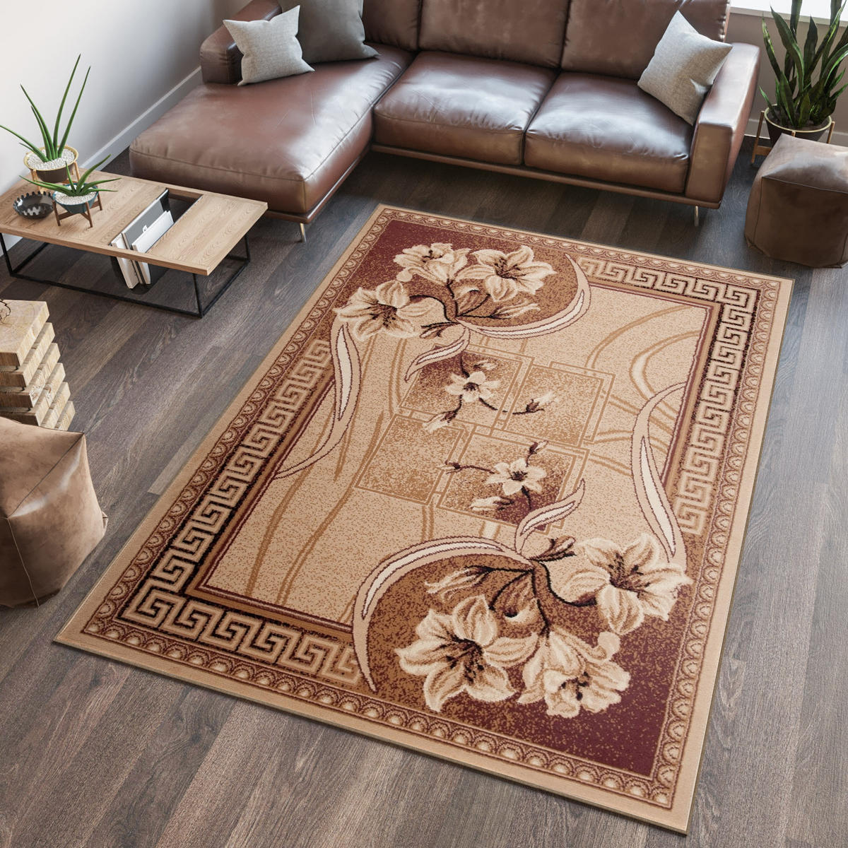 TEPPICH ATLAS Beige Hellbraun 130/190 cm - Hellbraun/Beige, Textil (130/190cm) - Tapiso