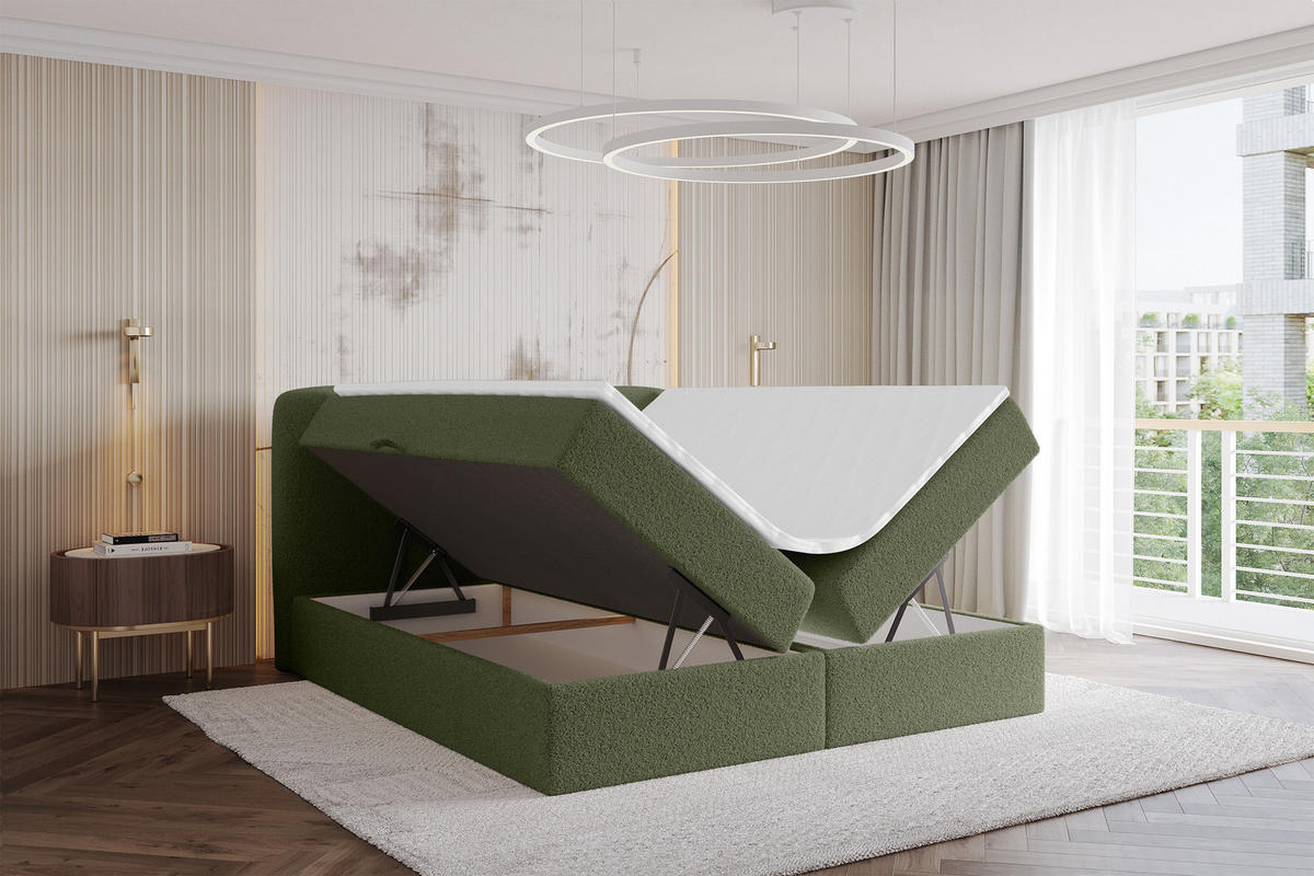 BOXBETT mit Matratze H4 - NINA - 160x200 cm Grün - Dunkelgrün, Holzwerkstoff (160/200cm) - ALTDECOR