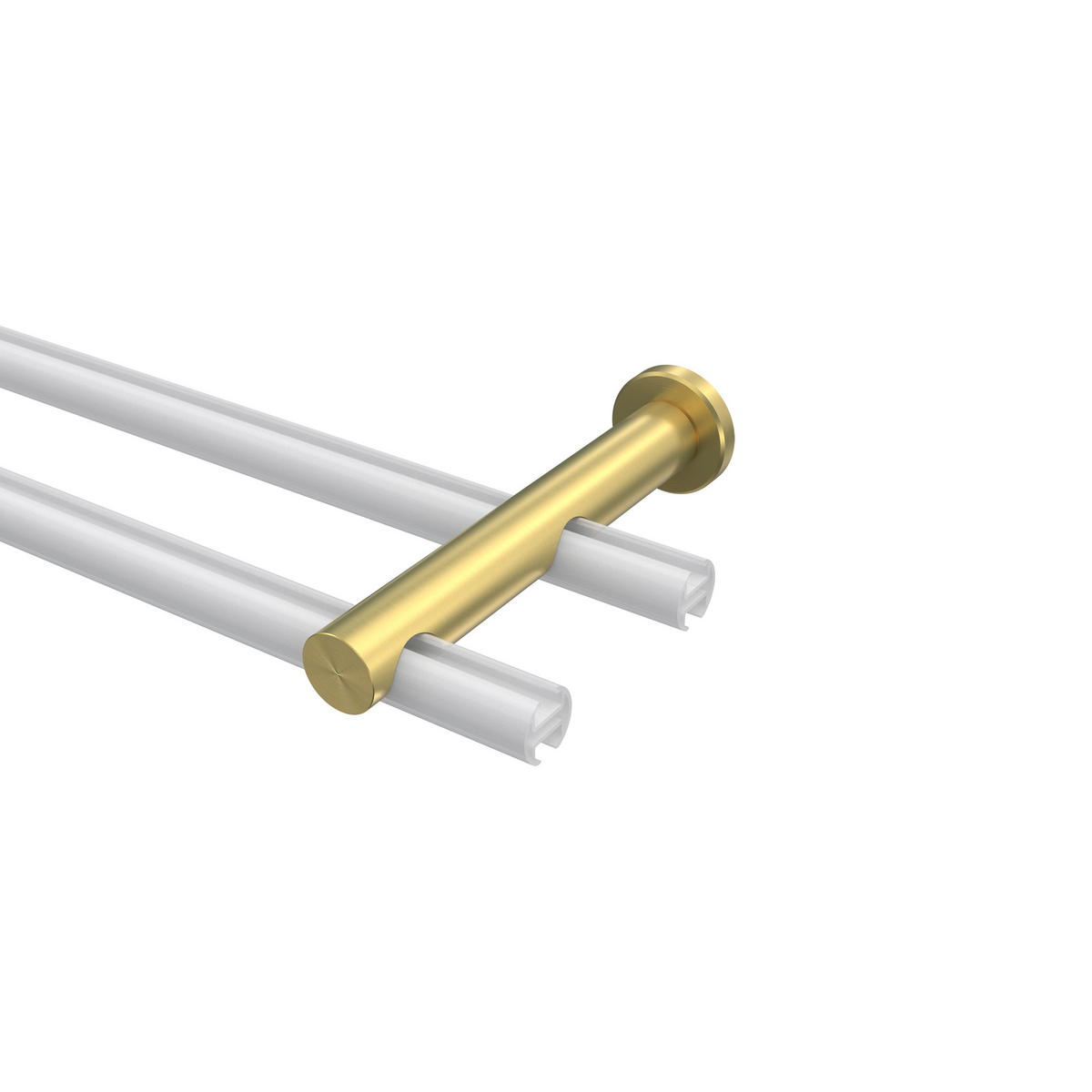 TRÄGER FÜR GARDINENSTANGEN 20 mm Ø, Platon 2-läufig, Messing-Optik - Messingfarben, Metall (16/4/4cm) - INTERDECO