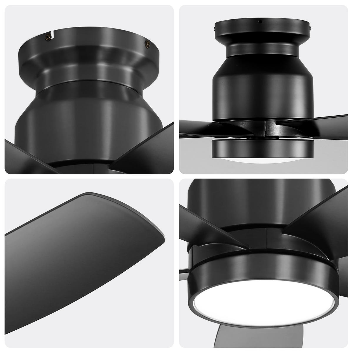 DECKENLEUCHTE mit Ventilator 106cm, mit 18W LED, Fernbedienung, 5 ABS-Flügeln - Schwarz, Kunststoff (106.68/106.68/36.3cm) - Kaket
