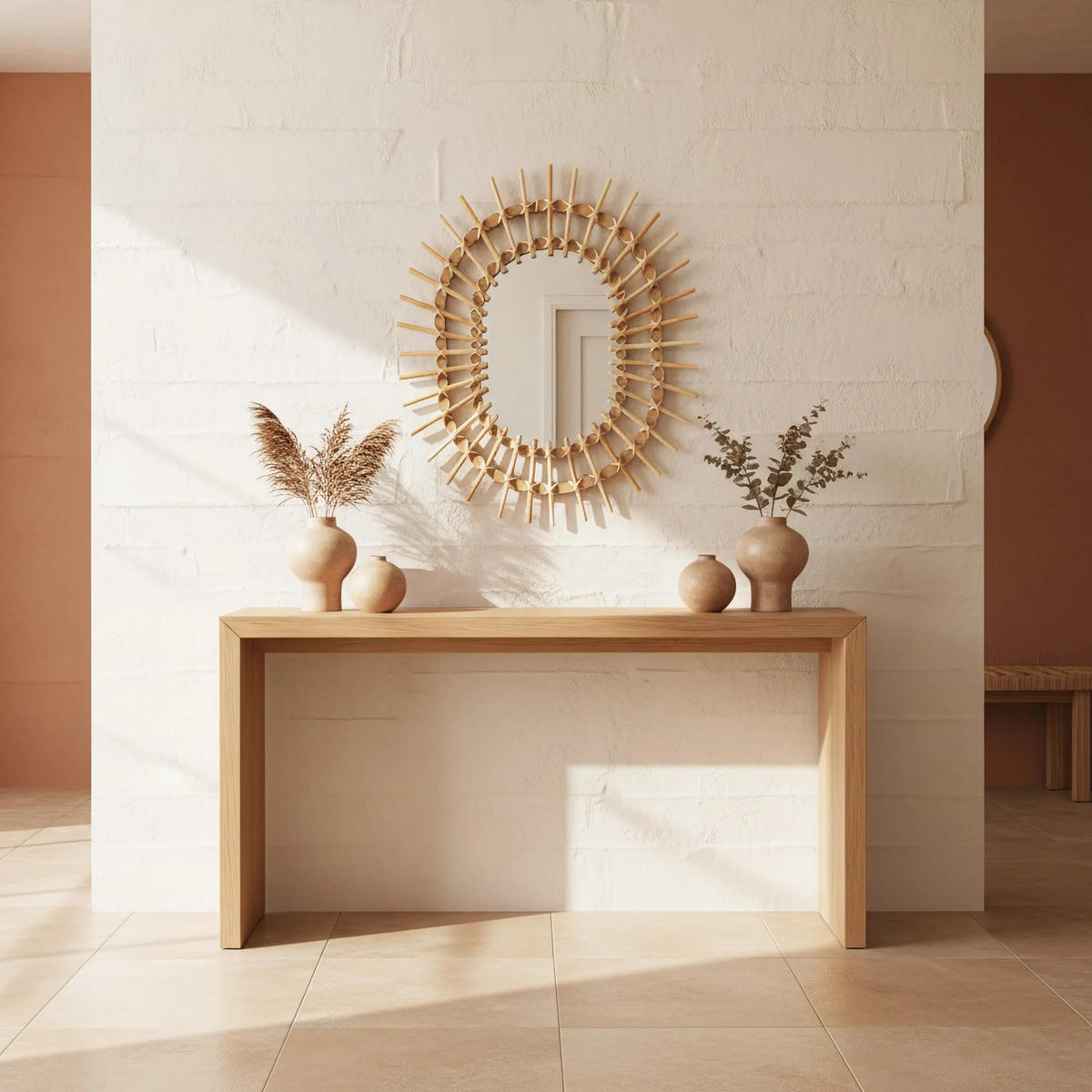 BOHO-WANDSPIEGEL Rea 57cm Qdj5749 - Braun, Glas (49/2/57cm) - REA