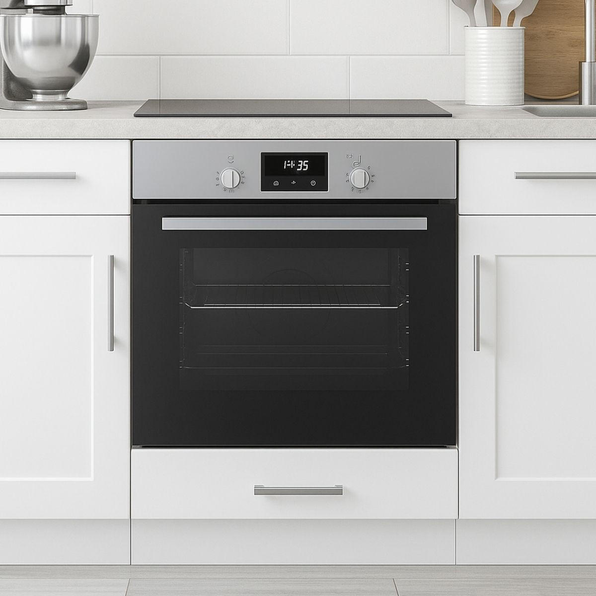 UNTERSCHRANK 60 cm – Backofenschrank für Einbauherd, Weiß - Weiß, Holzwerkstoff (60/83/55.5cm) - Kontor-Hermsen