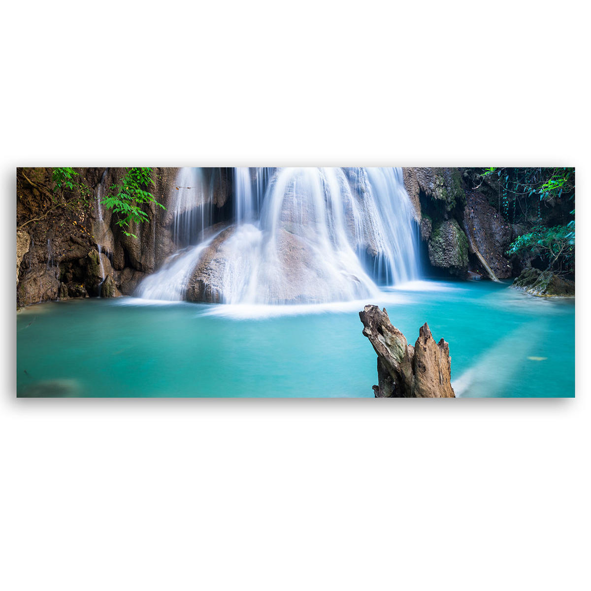 WANDBILD wasserfall in den tropen - Blau, Textil (90/30cm) - Feeby