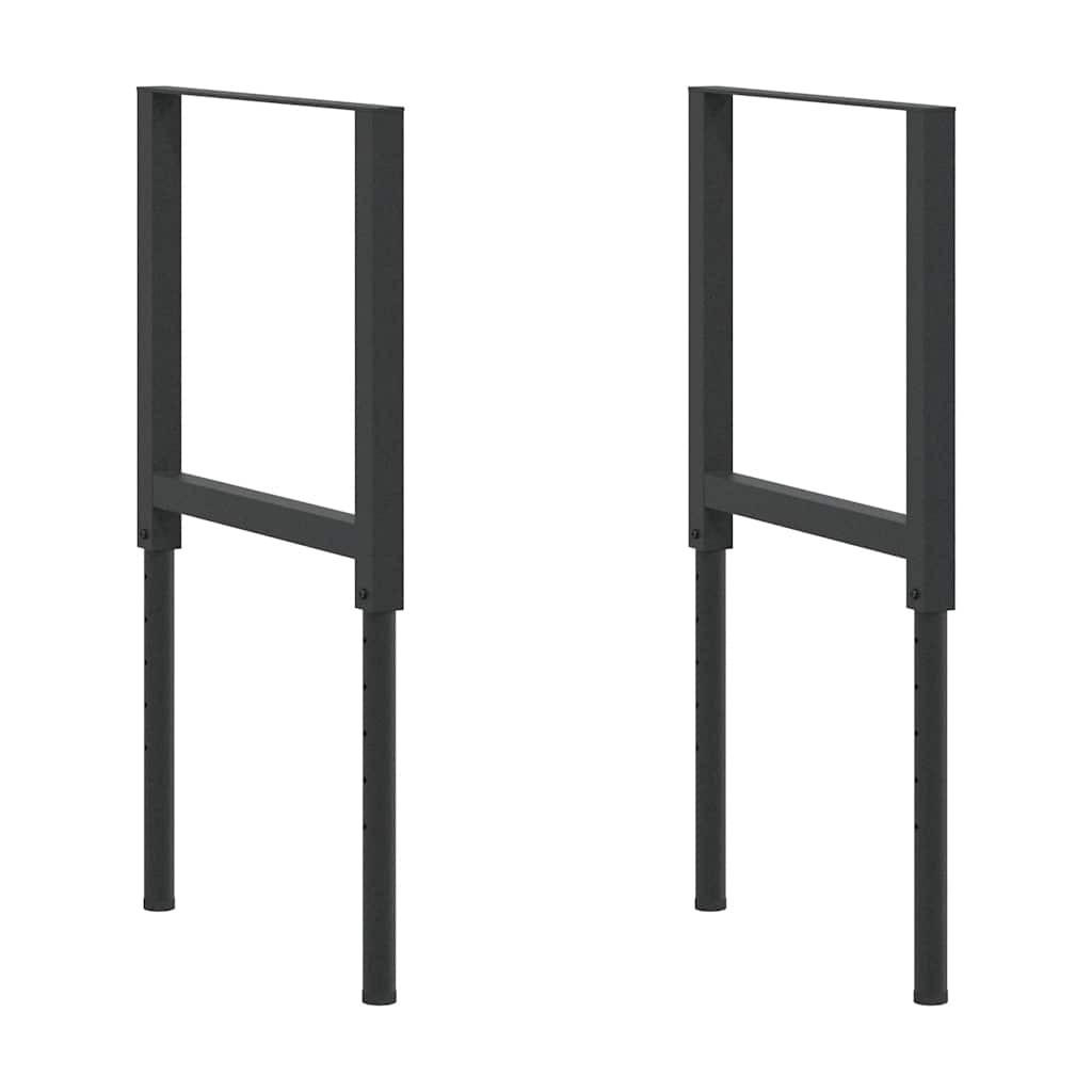WERKBANKGESTELL Verstellbar 2 Stk. Metall 55/(69-95,5) Cm - Schwarz, Metall (55/95.5/4cm) - vidaXL