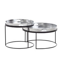 WOHNZIMMERTISCHE 2er-Set rund MELES - Silberfarben, Metall (56/56/41cm) - tinkaro