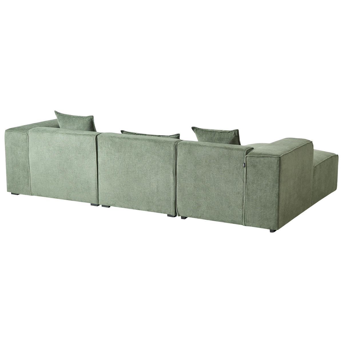 ROHOVÁ POHOVKA 3-místná Žinylková látka Tmavě zelená pravostranná Dolva - černá/zelená barva, textil (294/170cm) - Beliani