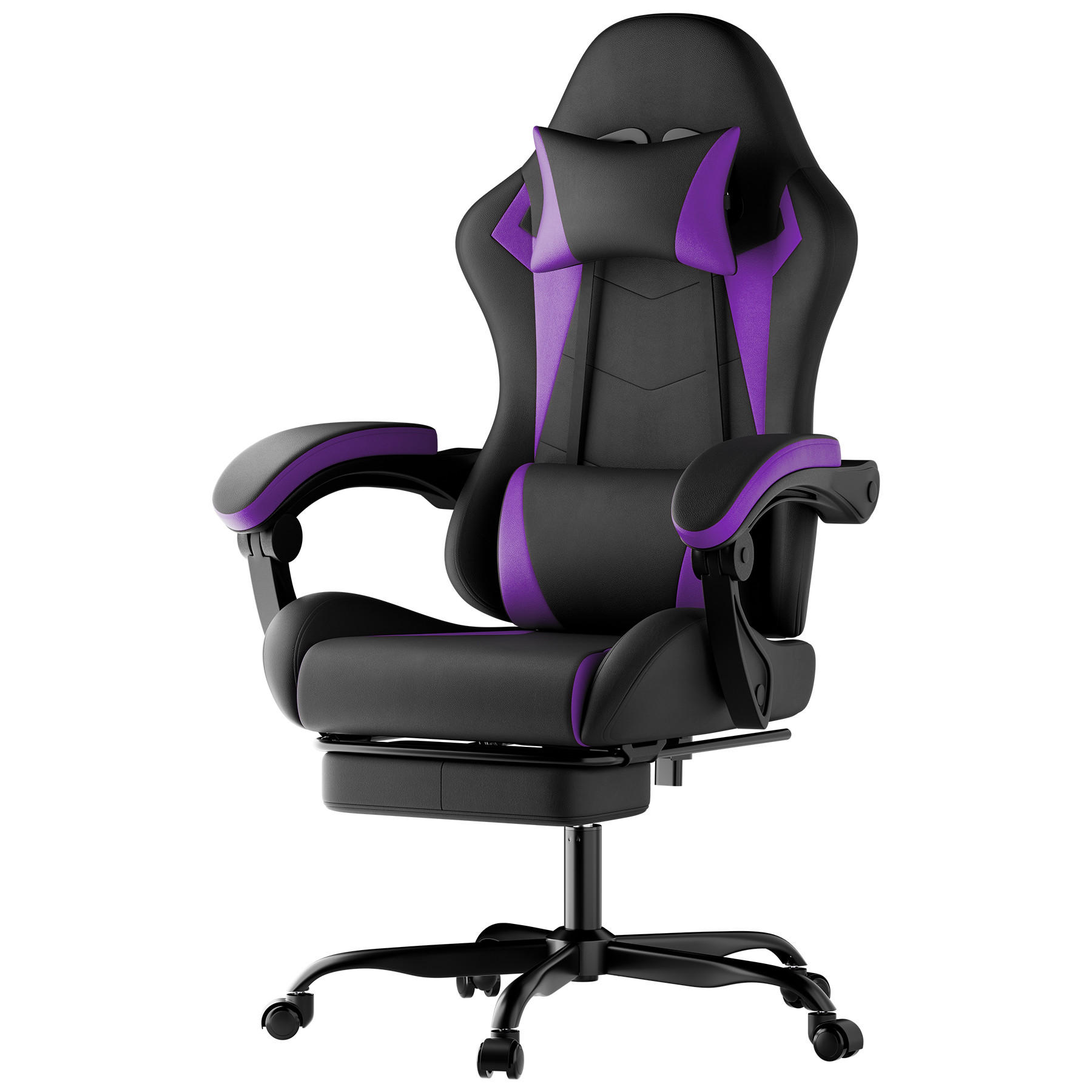GAMINGSTUHL Schwarzviolett 58,5/63/120,5 cm - Lila, Metall (58.5/120.5/63cm) - PANGIVO