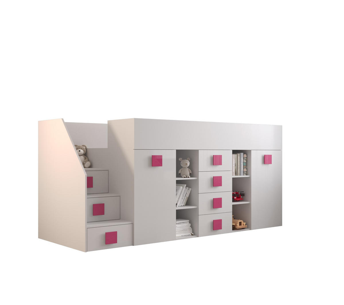 HOCHBETT 248,5/93/123 - Pink/Weiß, Holz (90/200cm) - MÖBEL KRYSPOL