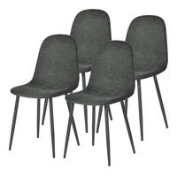 ESSZIMMERSTÜHLE 4er Set Webstoffbezug Grau - Grau, Metall (40.5/85/41.5cm) - Meubles Cosy