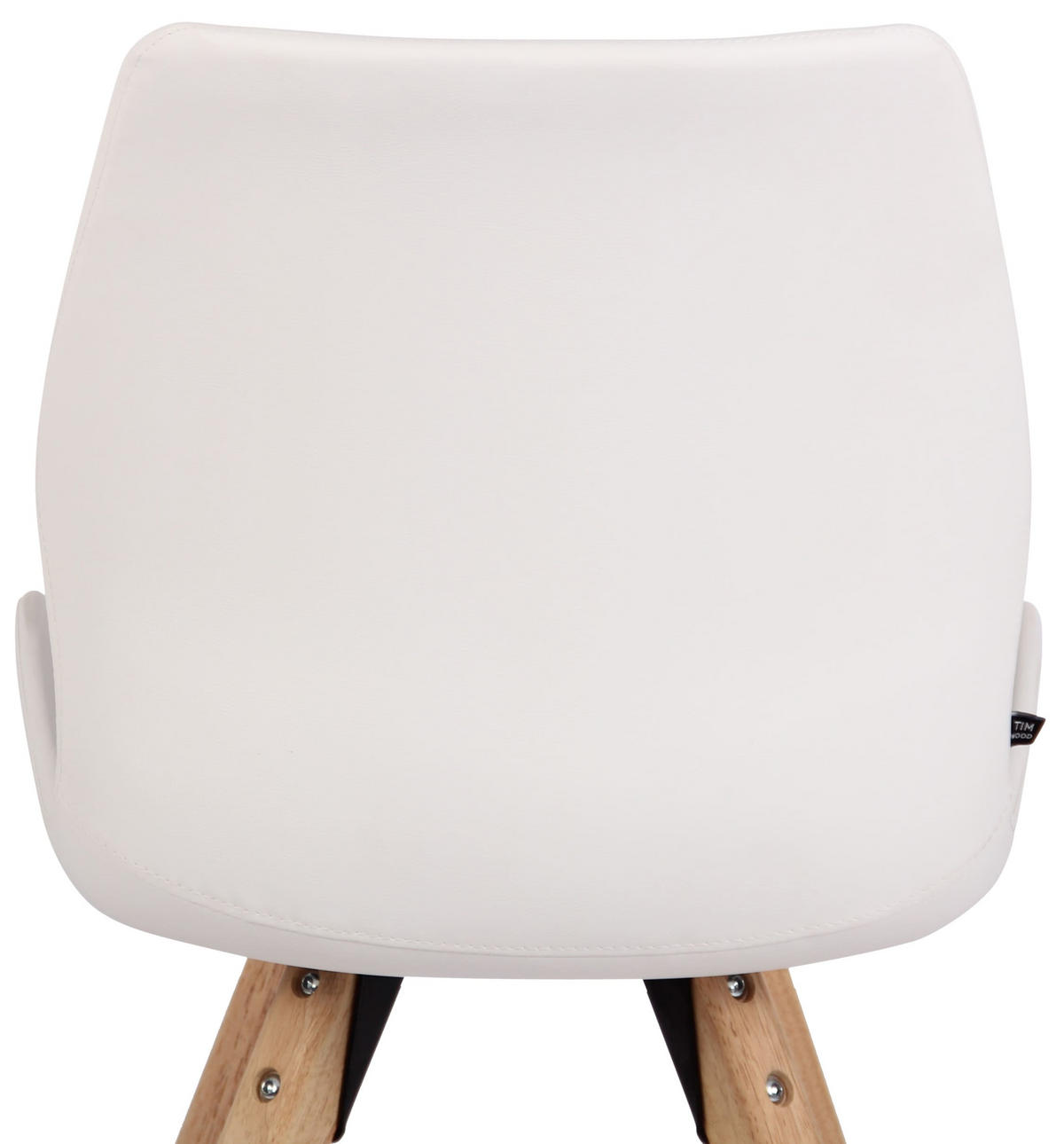 STUHL Lederlook weiß - Eukalyptusholzfarben/Weiß, Holz/Textil (49/87.5/58cm) - CLP