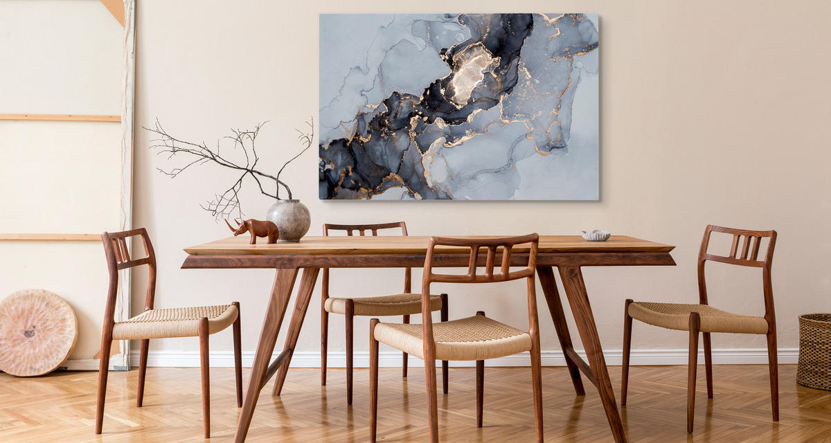 LEINWANDBILD Marmor ABSTRAKTION Moderne Muster Glamour 100/70 cm - Beige/Schwarz, Textil (100/70cm) - Muralo