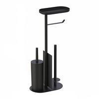 WC-GARNITUR - Schwarz, Kunststoff/Metall (26/65/17cm) - Relaxdays