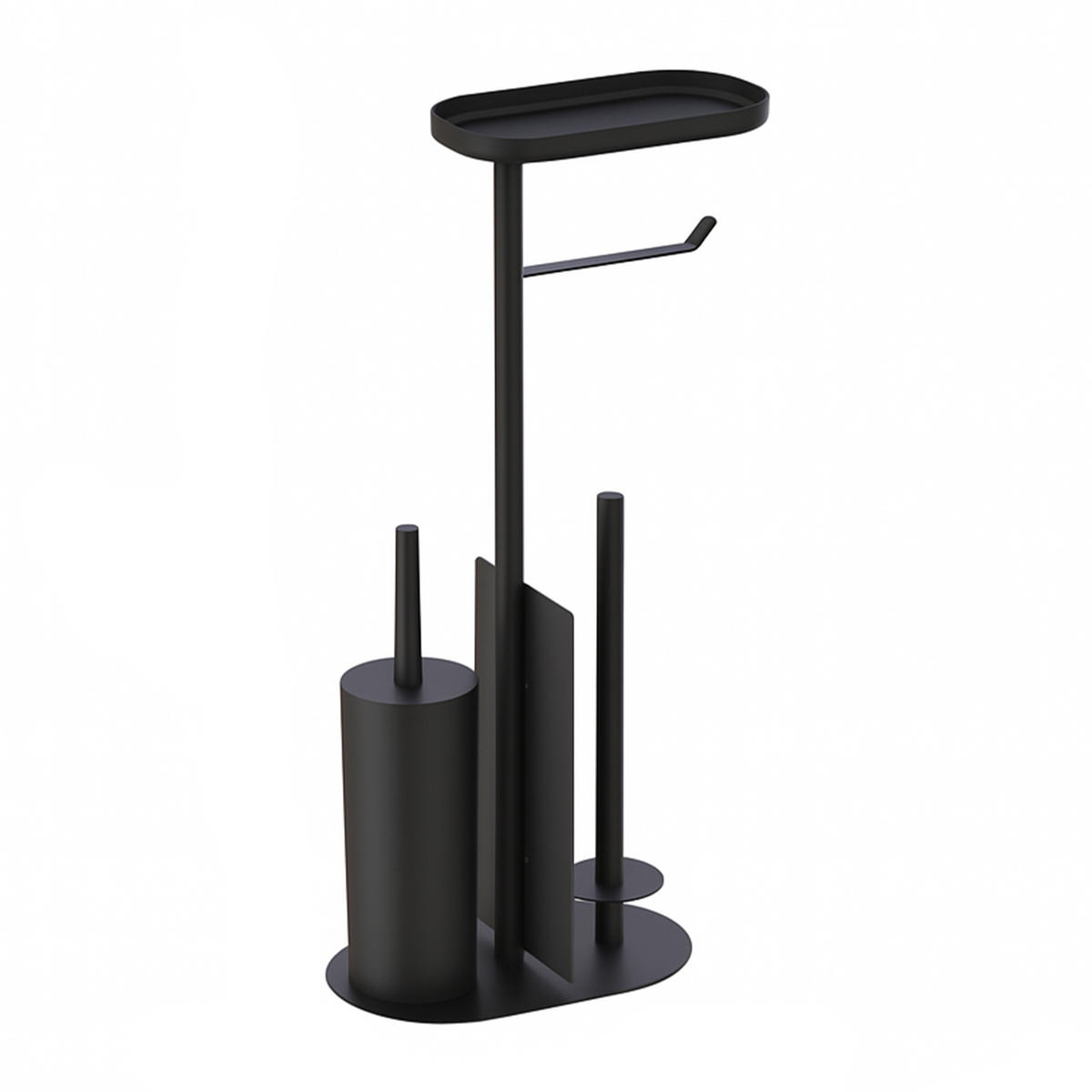 WC-GARNITUR - Schwarz, Kunststoff/Metall (26/65/17cm) - Relaxdays