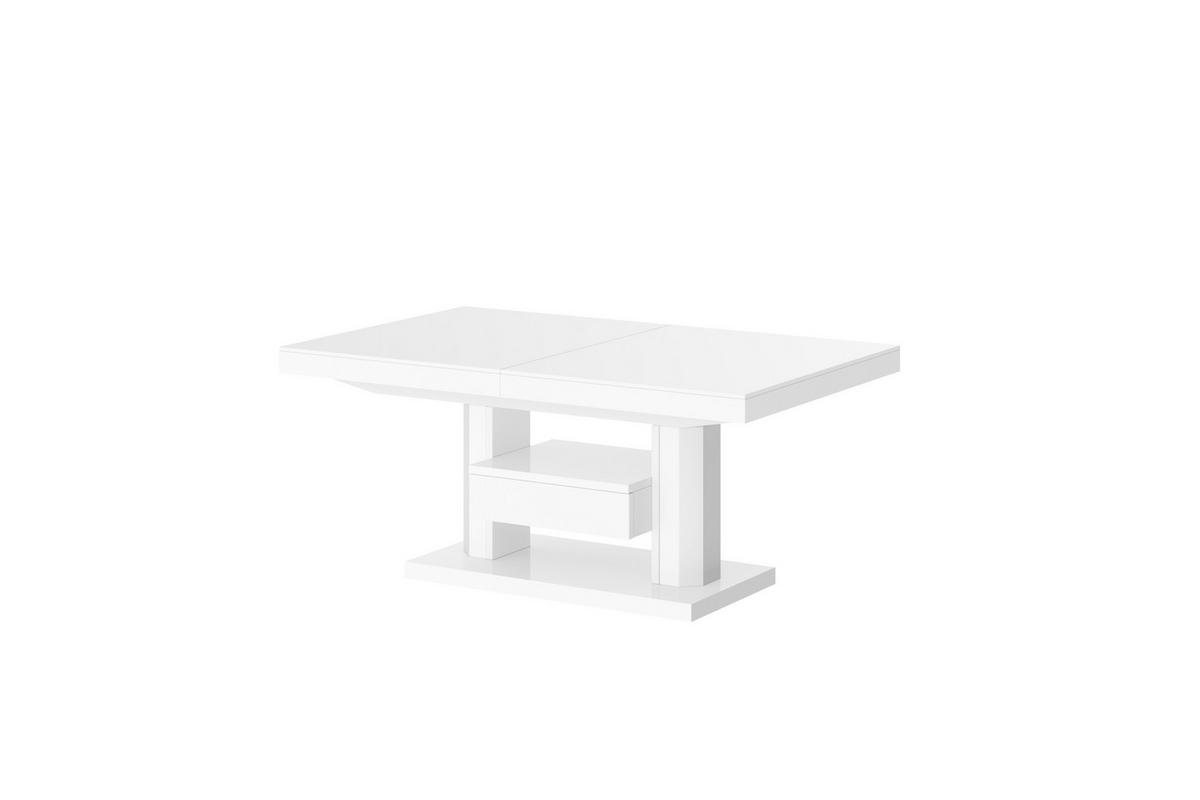 COUCHTISCH rechteckig höhenverstellbar ausziehbar Schublade 120/75/56 cm - Weiß Hochglanz, Holzwerkstoff (75/120/56cm) - designimpex