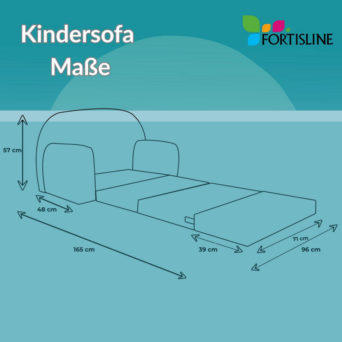 KINDERSOFA MIT VERLÄNGERUNG aus Kuschel-Cord in Hellgrau - Hellgrau, Textil (96/60/48cm) - Fortisline