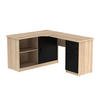 ECKSCHREIBTISCH mit 2 Türen & 2 Schubladen - Eichefarben & Schwarz - NORWY - Schwarz, Holz (150/120/75cm) - Vente-Unique