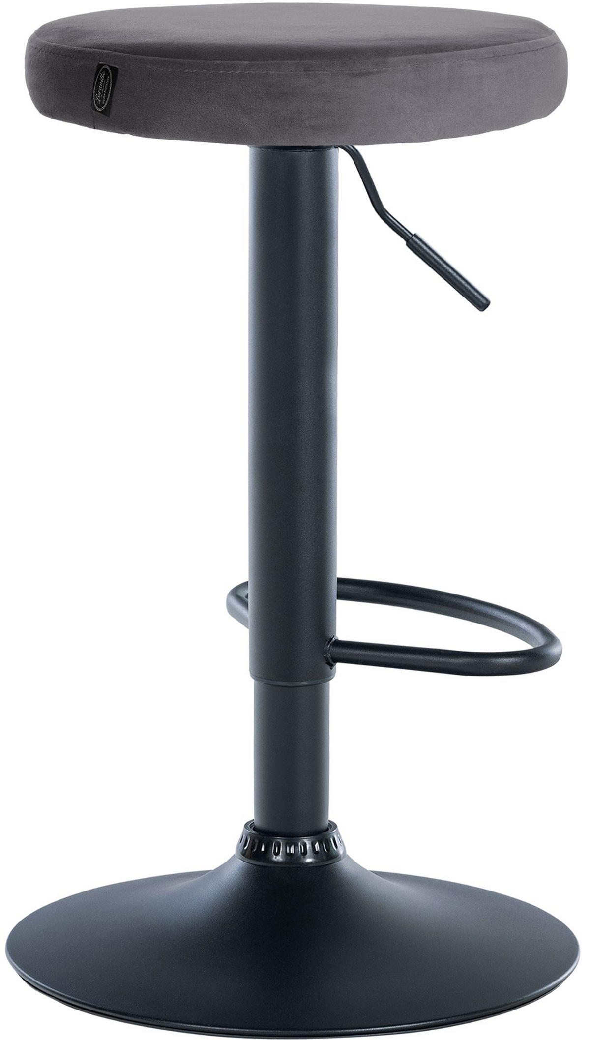 BARHOCKER Pontius Samt schwarz dunkelgrau - Dunkelgrau/Schwarz, Textil/Metall (38.5/81/38.5cm) - TPFLiving