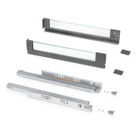 AUSSENSCHUBLADE Vertex 40Kg mit Glas-Einschubelement Höhe 93mm, 450mm tief, Stahl und Aluminium und Glas, Anthrazitgrau - Anthrazit, Metall (1.3/10/45cm) - EMUCA