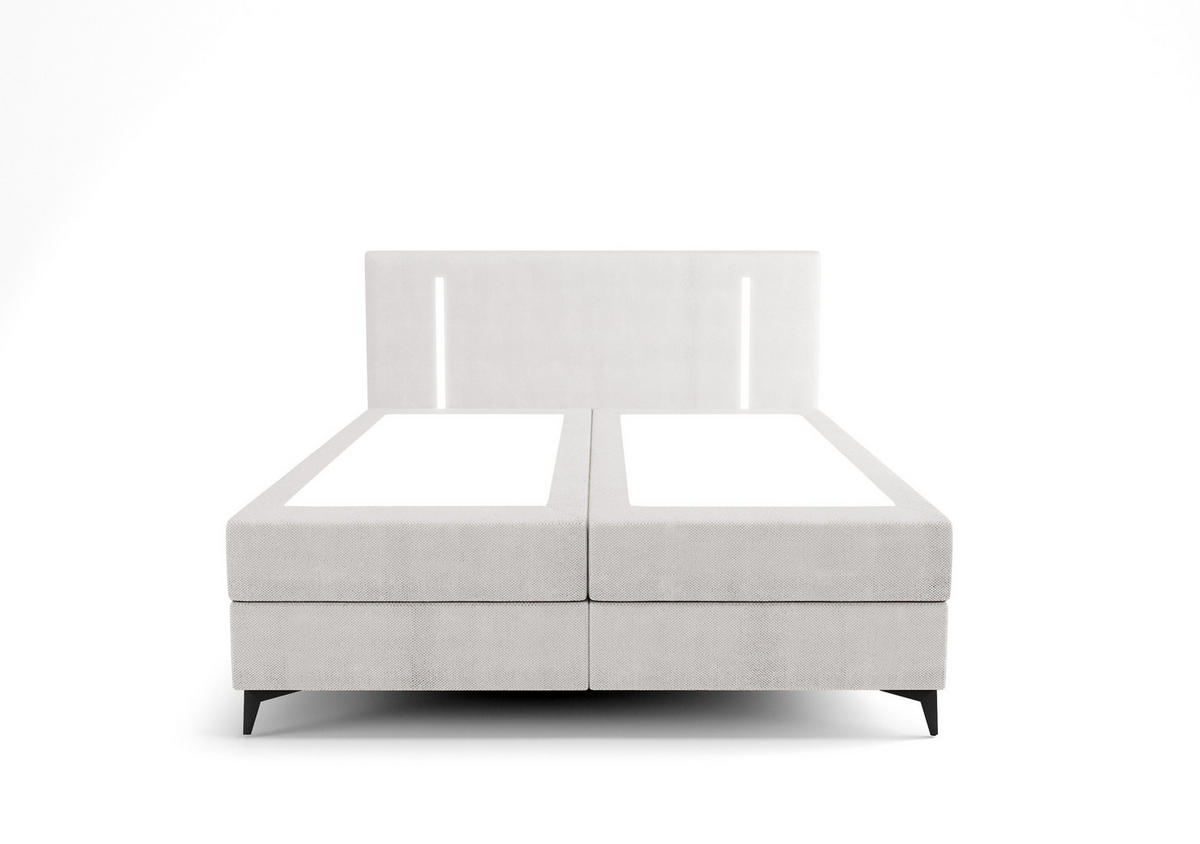 BOXBETT ONO mit Matratze H3, Bonell und Topper 160x200 CURIO 80 - Hellgrau, Textil (160/200cm) - Bedante