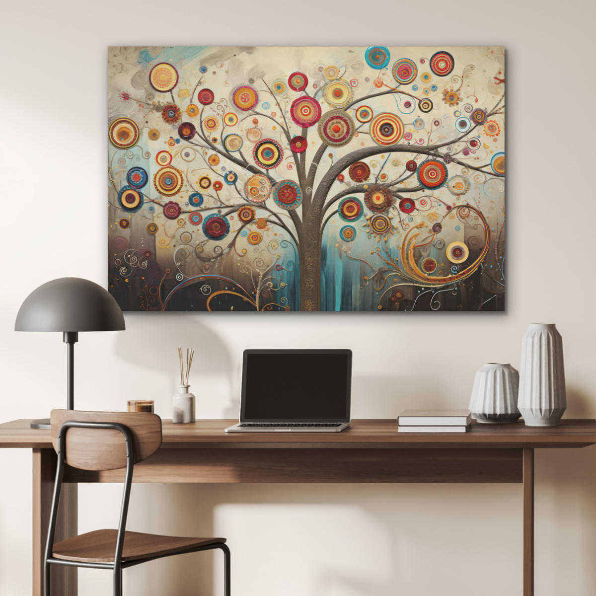 AKUSTIKBILD Baum - Baum des Lebens - Farbe Akustikpaneele 90x60 cm - Braun, Kunststoff (90/60/0.9cm) - MuchoWow